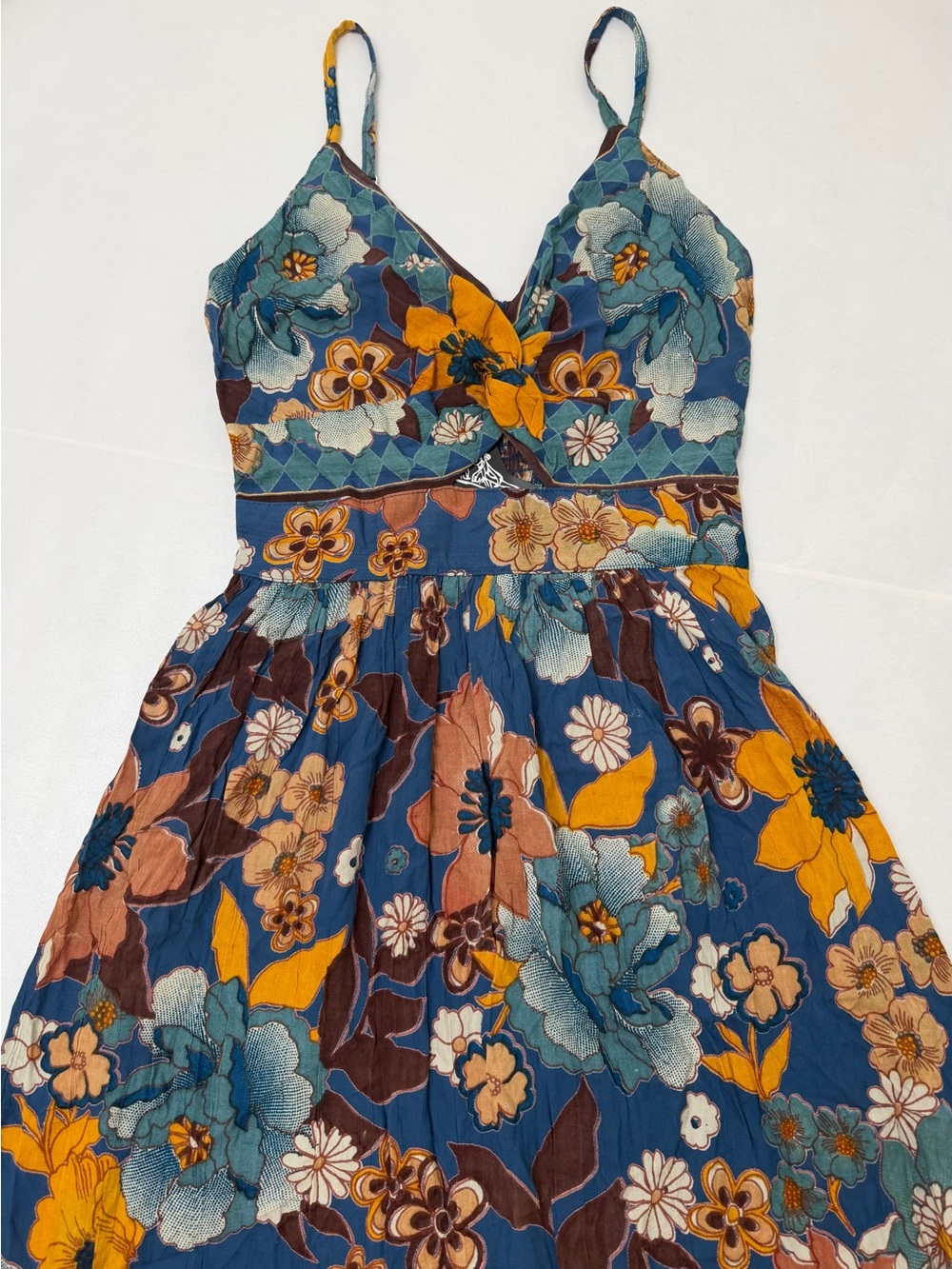 Vintage-Inspired Floral Midi Dress | Boho Retro Sundress - Picture 1 of 11